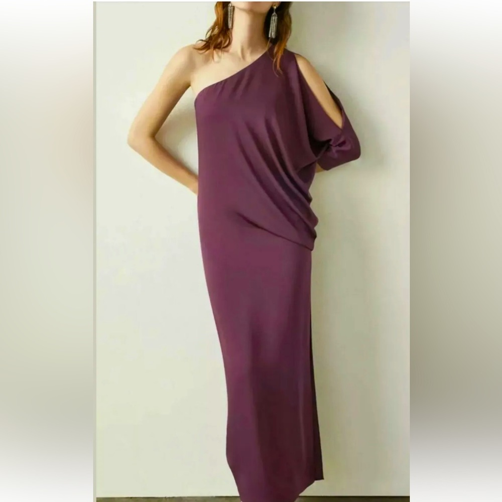 BCBG MaxAzria Cascade One-Shoulder Gown XS